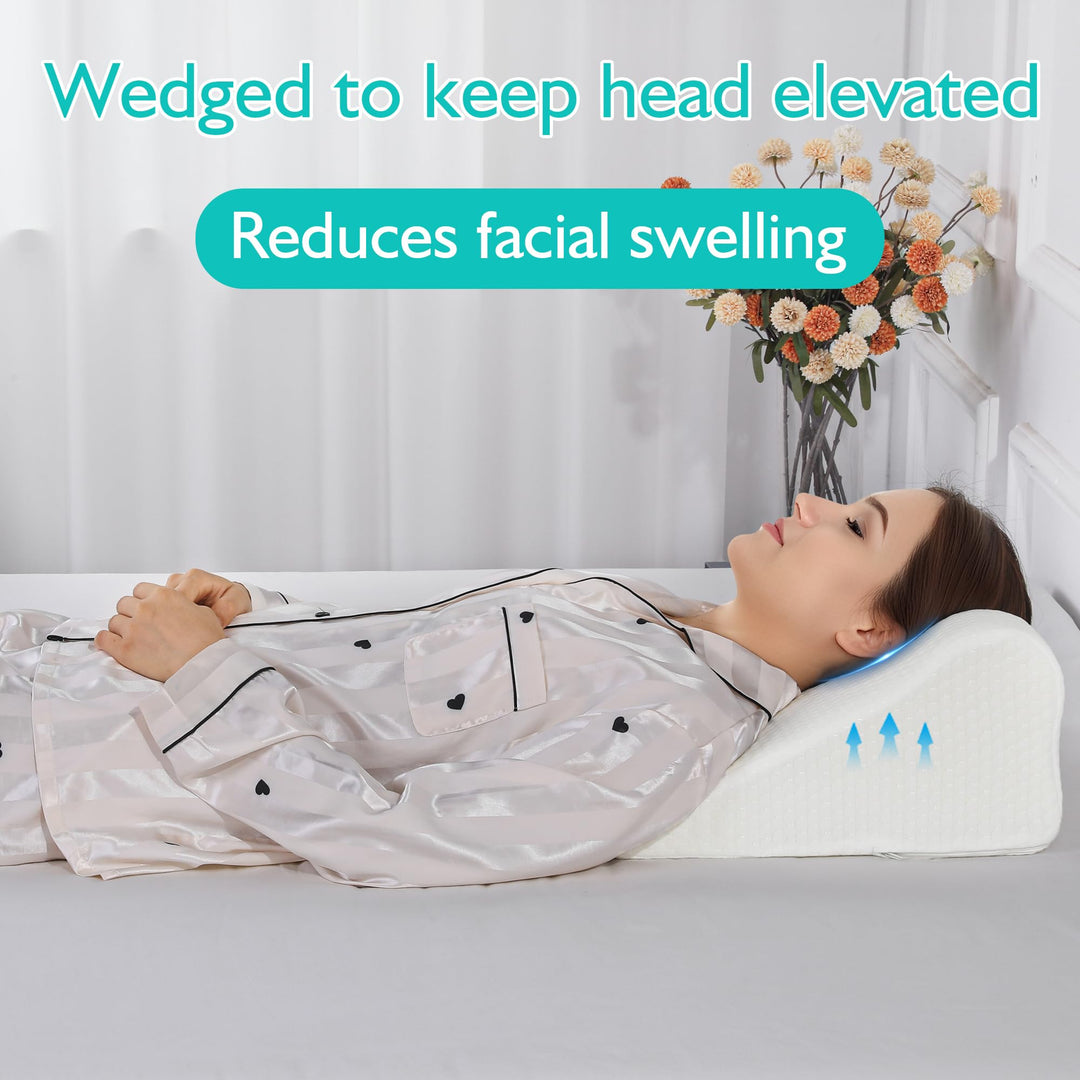 Memory Foam Recovery Pillow for Back Sleeping with Face and Neck Support | Face-Friendly Support for Back Sleeping | Bed Pillows
