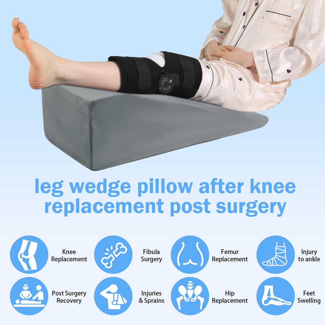 Leg Elevation Pillow with Handle and Leg Lifter in Two Widths | Carry Handle, Restful Legs | Wedge Pillows