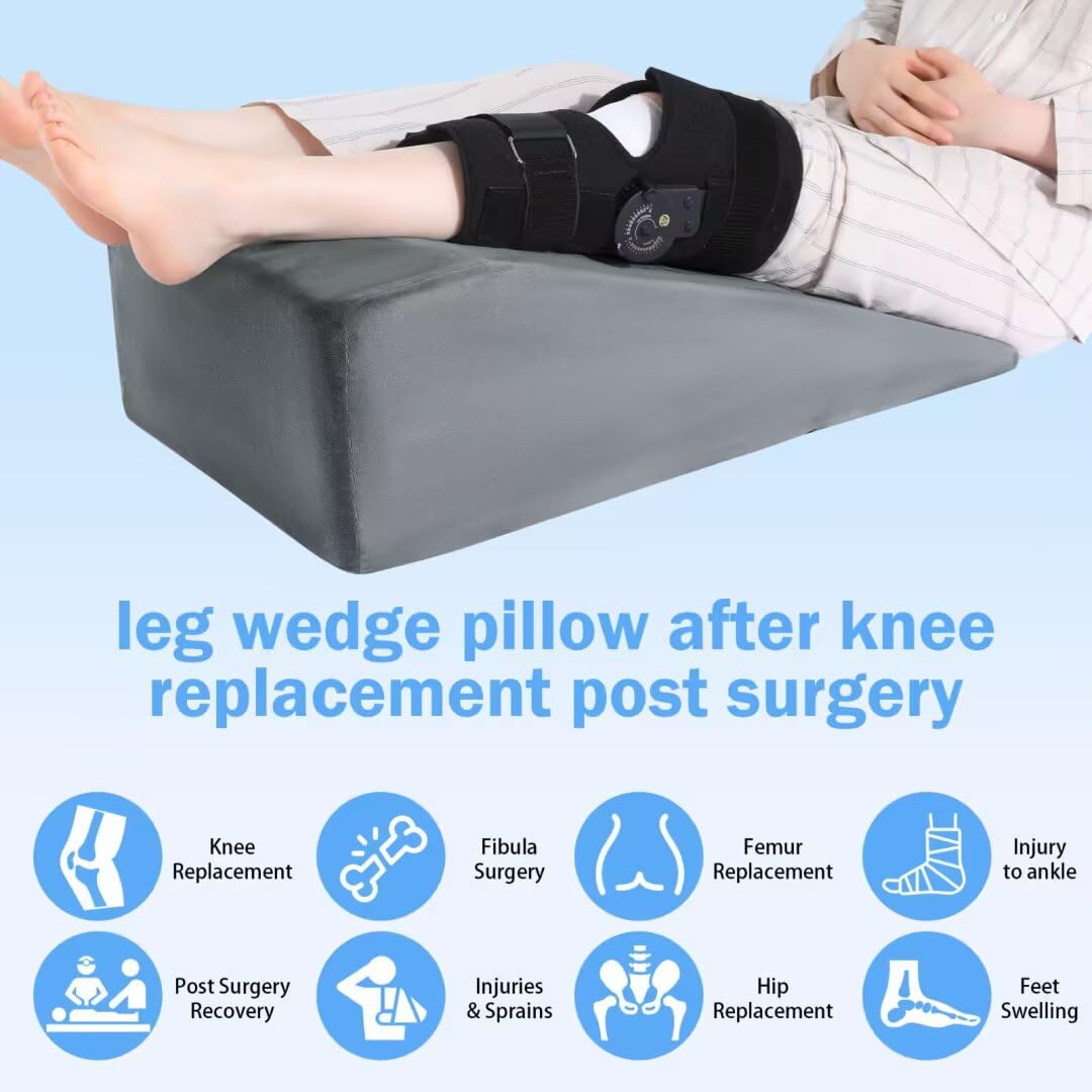 Leg Elevation Pillow with Handle and Leg Lifter in Two Widths | Carry Handle, Restful Legs | Wedge Pillows