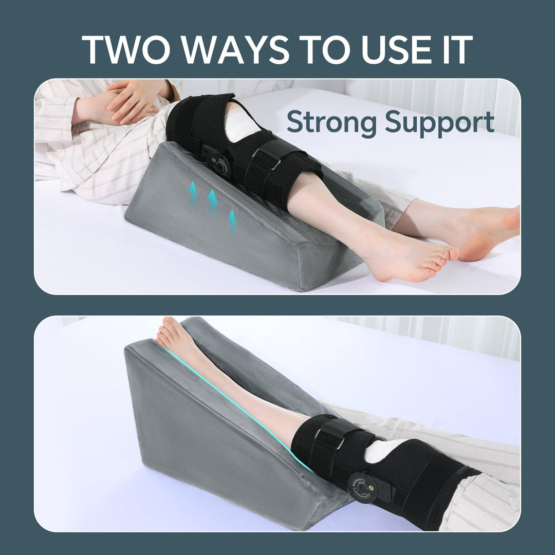 Knee Support Leg Elevation Pillow with Side Pockets and Handles | Rest with Essentials in Reach | Wedge Pillows