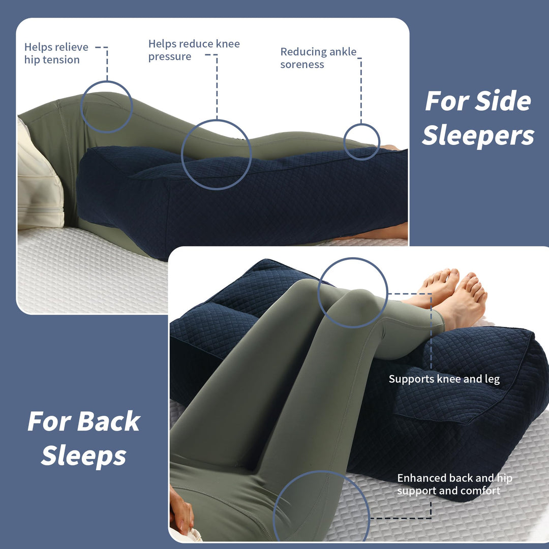 6.5 Inch Shredded Memory Foam Knee Pillow for Side Sleepers | Tall Shredded Foam Knee Pillow | Knee Pillows