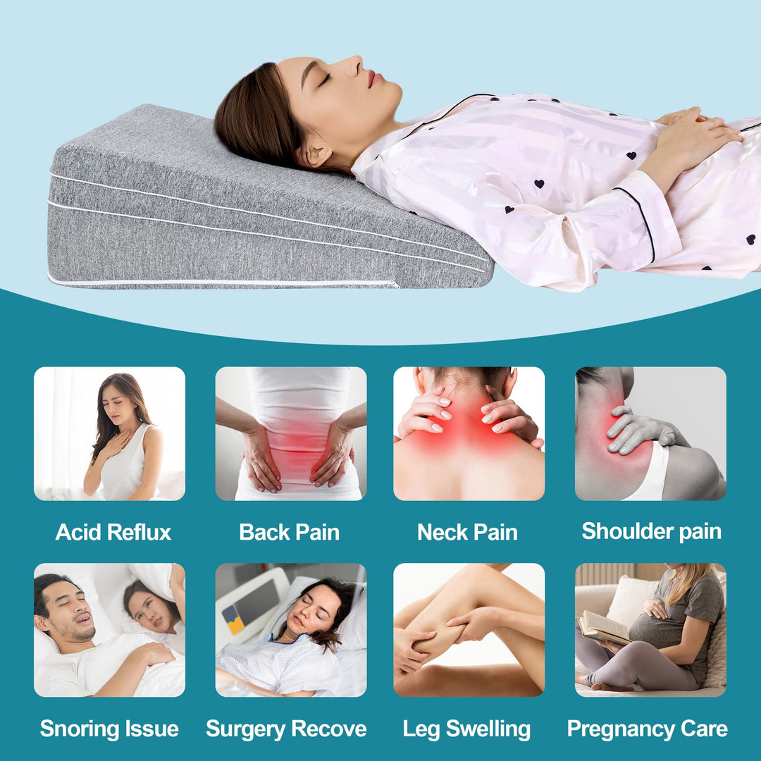 Adjustable Memory Foam Bed Wedge Pillow for Back Support and Leg Elevation | Raise Your Back or Legs Gently | Wedge Pillows