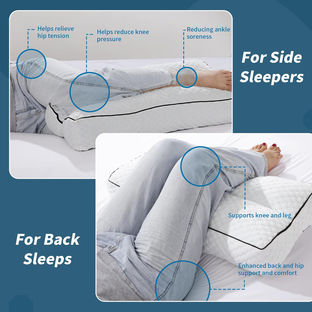6.5 Inch Shredded Memory Foam Knee Pillow for Side Sleepers | Tall Shredded Foam Knee Pillow | Knee Pillows