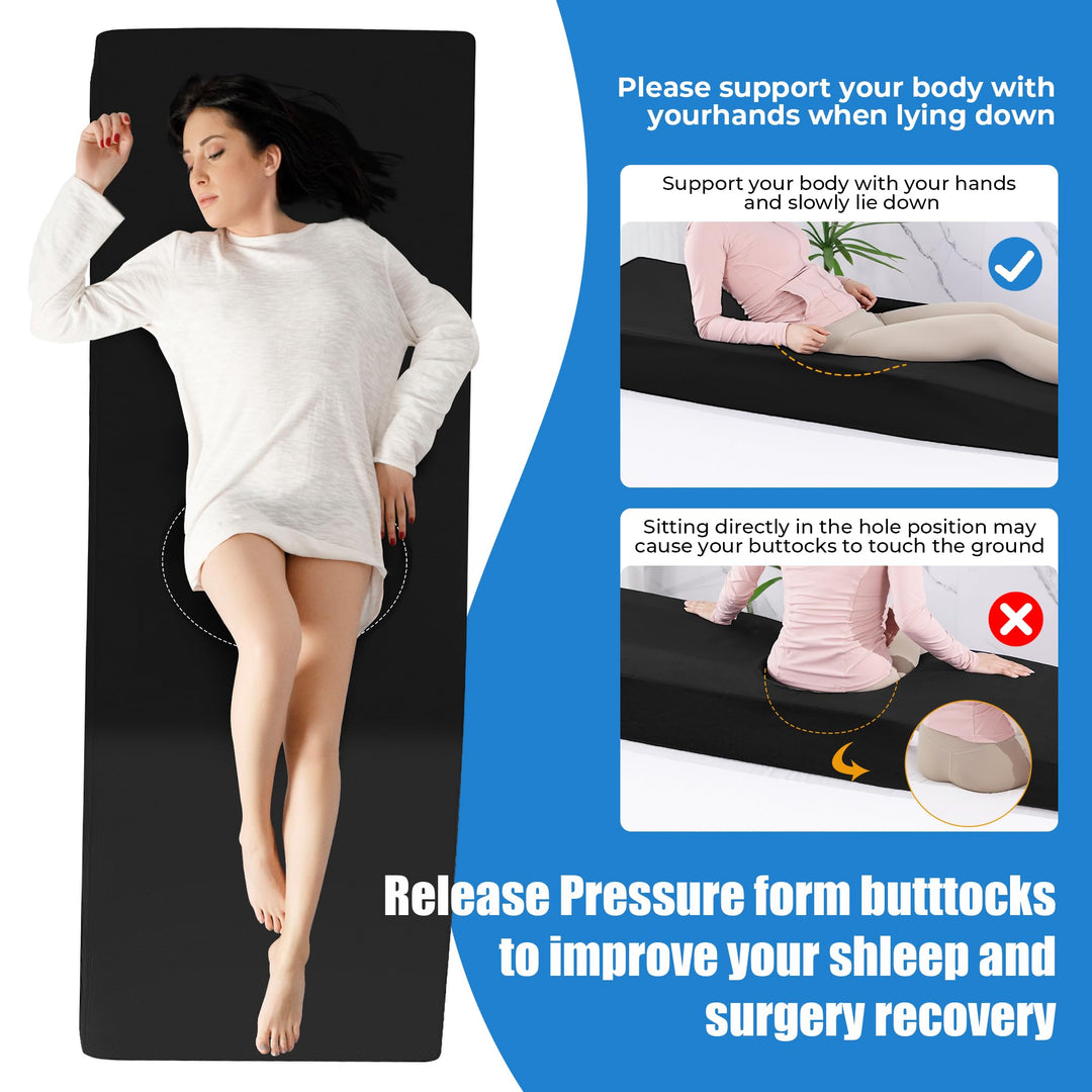 High-Density Foam Bed Cushion with Cut-Out Hole and Removable Cover | Cut-Out Foam Cushion for Resting | Seat Cushions