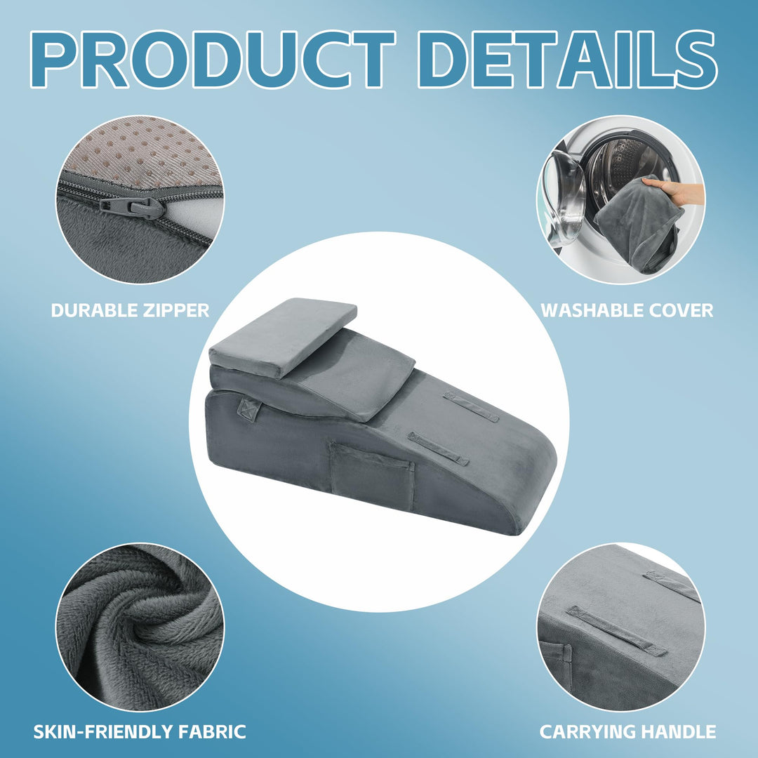Height Adjustable Leg Elevation Wedge Pillow with Washable Cover | Choose Your Perfect Leg Height | Wedge Pillows