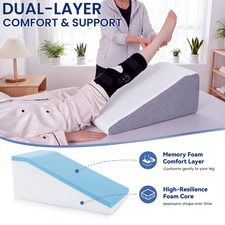 Contoured Leg Elevation Pillow for Comfortable Rest After a Long Day | Cradle-Shaped Leg Comfort | Wedge Pillows