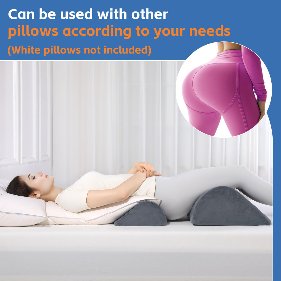 Two-Piece Support Set with Lumbar Cushion and Leg Wedge for Sleeping | Lumbar Cushion and Leg Wedge Pair | Wedge Pillows