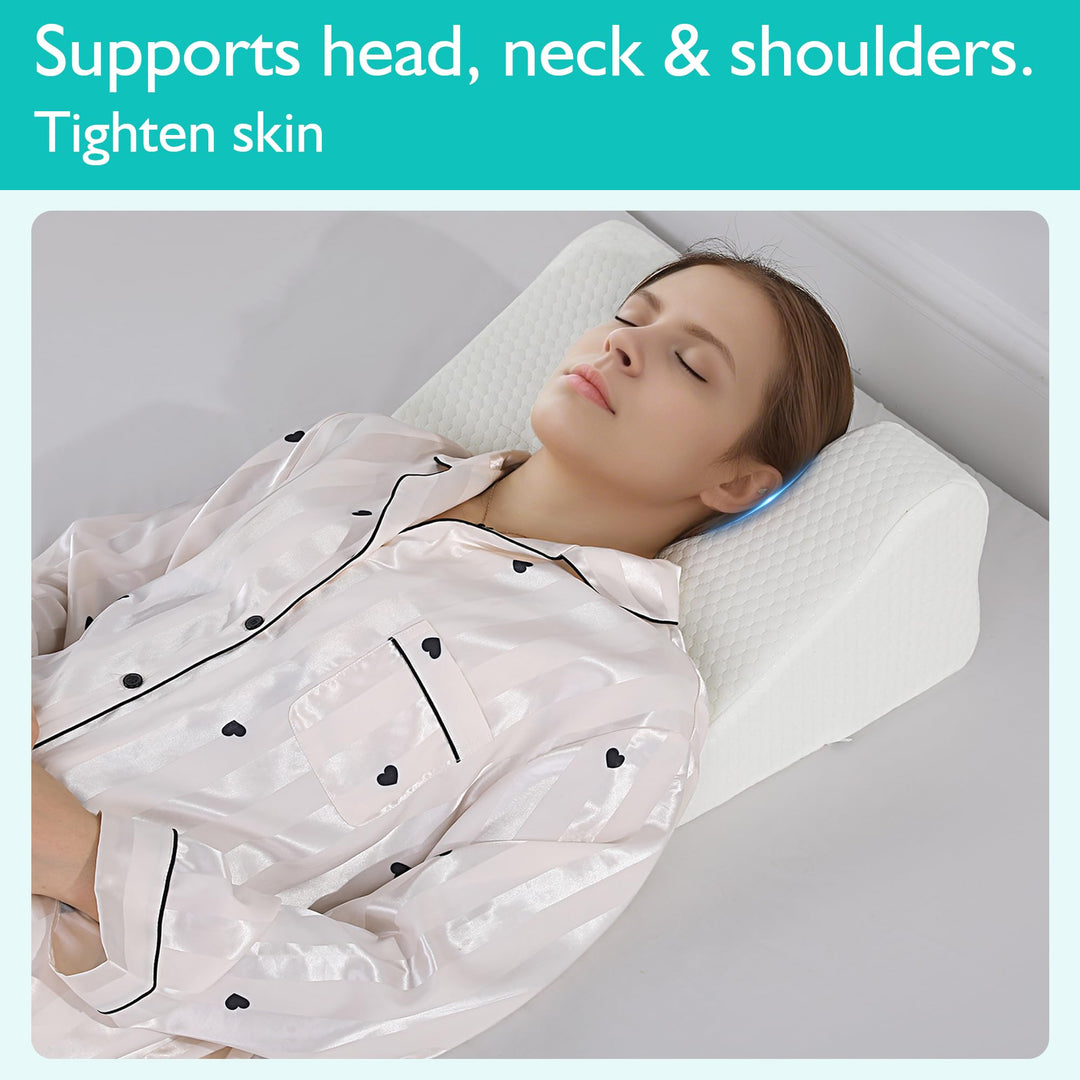 Memory Foam Recovery Pillow for Back Sleeping with Face and Neck Support | Face-Friendly Support for Back Sleeping | Bed Pillows