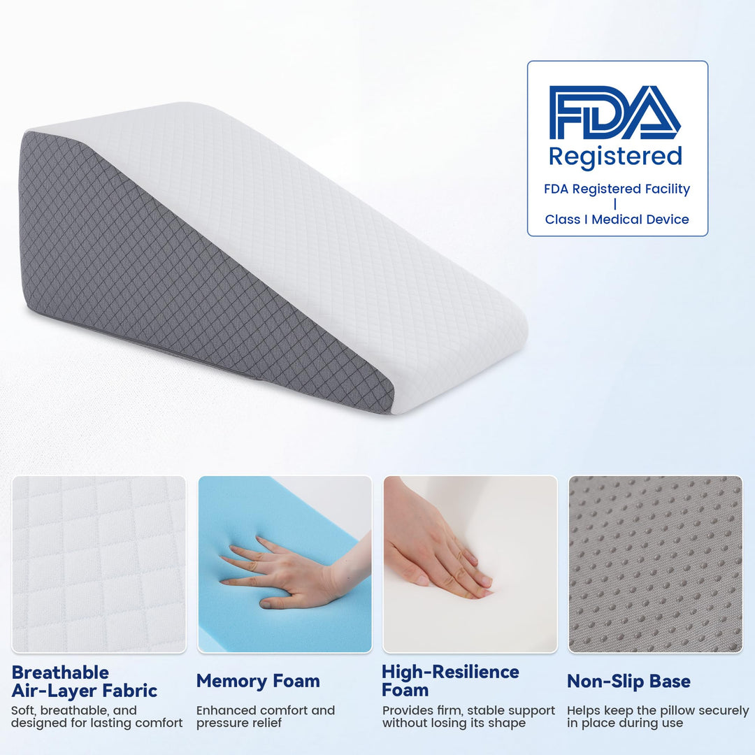 Contoured Leg Elevation Pillow for Comfortable Rest After a Long Day | Cradle-Shaped Leg Comfort | Wedge Pillows