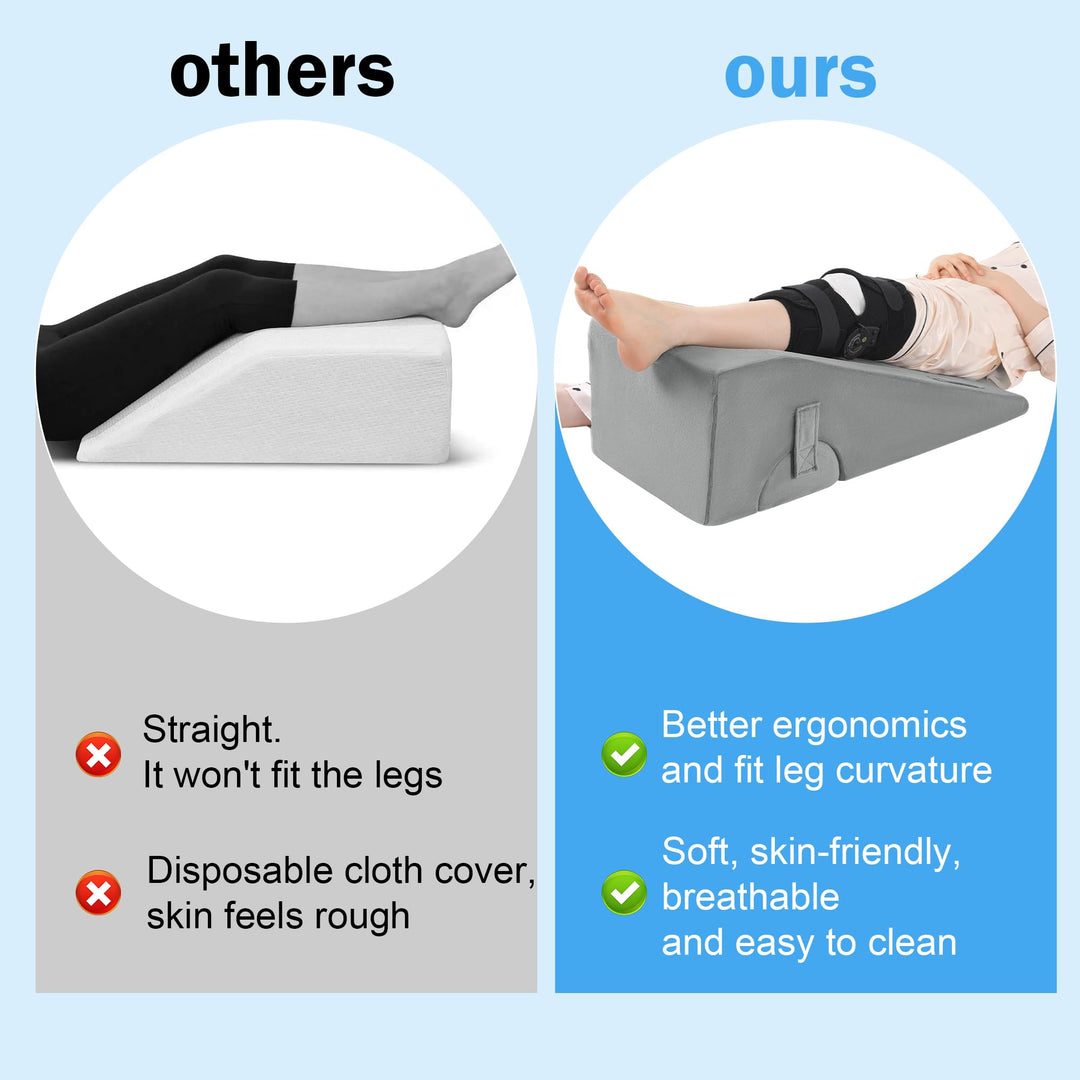 Contoured Knee and Leg Support Pillow in Single or Full Size | Stepped Support for Resting Legs | Wedge Pillows