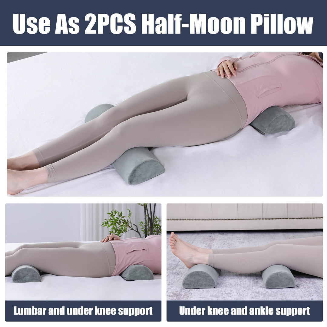 Adjustable Half-Moon Memory Foam Bolster for Sleep Positioning | Half-Moon Bolster for Easy Positioning | Bolster Pillows