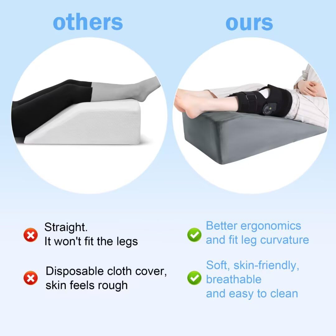 Leg Elevation Pillow with Handle and Leg Lifter in Two Widths | Carry Handle, Restful Legs | Wedge Pillows
