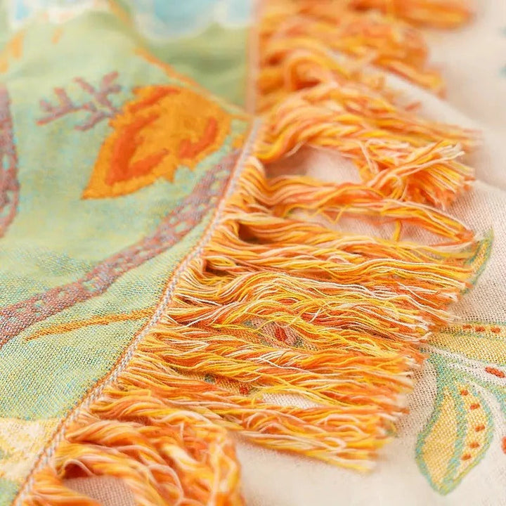 Breathable Cotton Floral Throw Blanket with Boho Pattern and Fringe | Boho Cotton Throw for Living Rooms | Throw Blankets