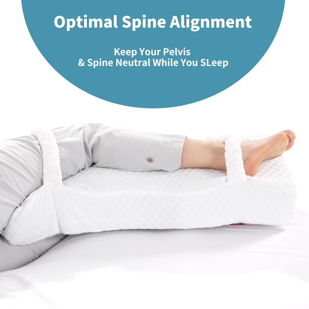 Memory Foam Knee Pillow with Strap for Hip and Lower Back Comfort | Strap-On Knee Pillow Stays Put | Knee Pillows
