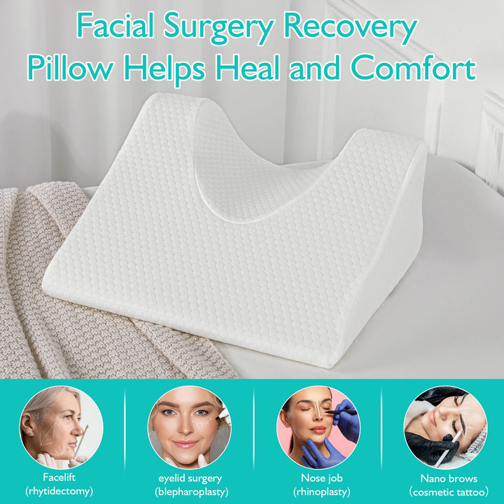 Memory Foam Recovery Pillow for Back Sleeping with Face and Neck Support | Face-Friendly Support for Back Sleeping | Bed Pillows