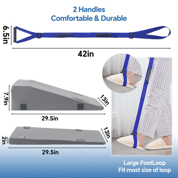 2-in-1 Adjustable Leg Elevation Wedge Pillow with Leg Lifter | Two Ways to Rest Your Legs | Wedge Pillows