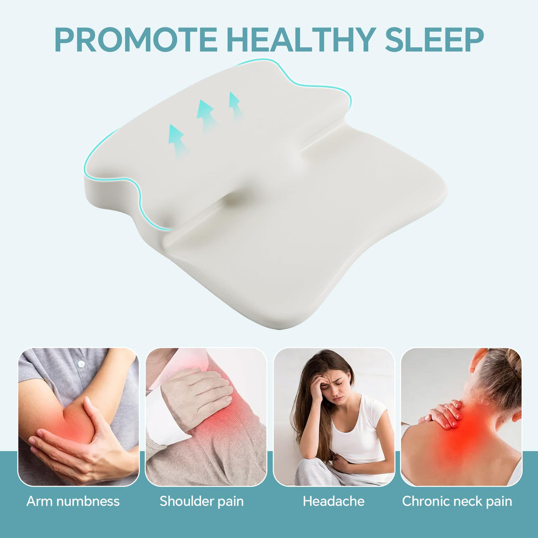 Cervical Memory Foam Neck Pillow with Cooling Cover for Back Sleepers | Cooling Cervical Neck Pillow | Bed Pillows