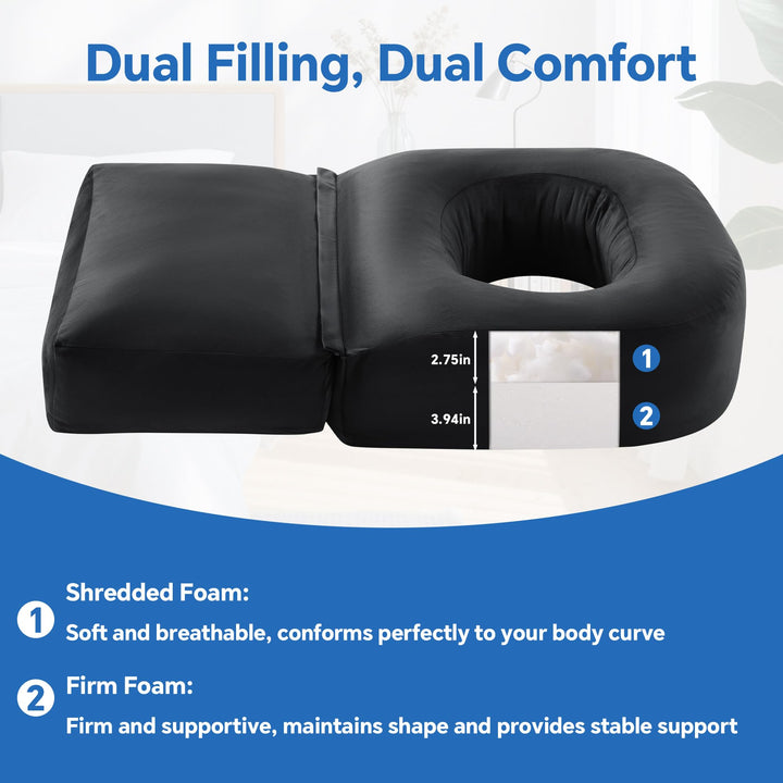Extra Long Support Pillow with Mixed Filling for Seating and Sleeping | Extra Long Coverage for Your Back | Seat Cushions