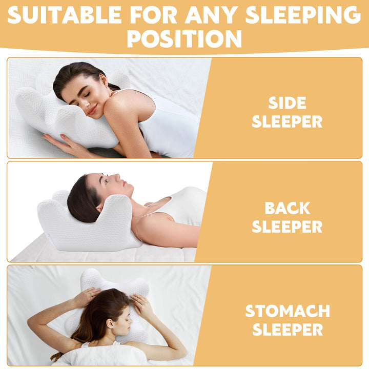 Ergonomic Air Layer Memory Foam Face and Neck Pillow | Breathable Face and Neck Contour | Bed Pillows