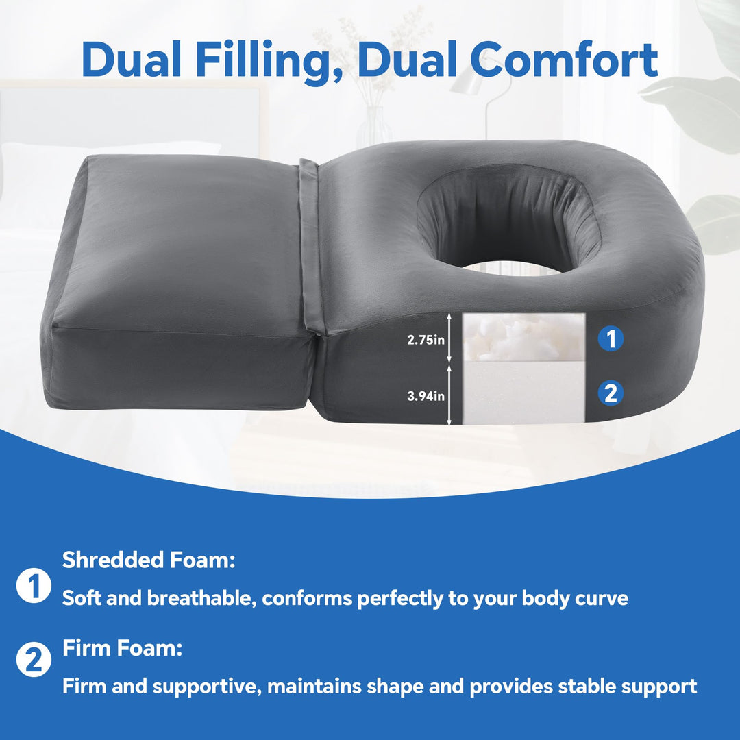 Extra Long Support Pillow with Mixed Filling for Seating and Sleeping | Extra Long Coverage for Your Back | Seat Cushions