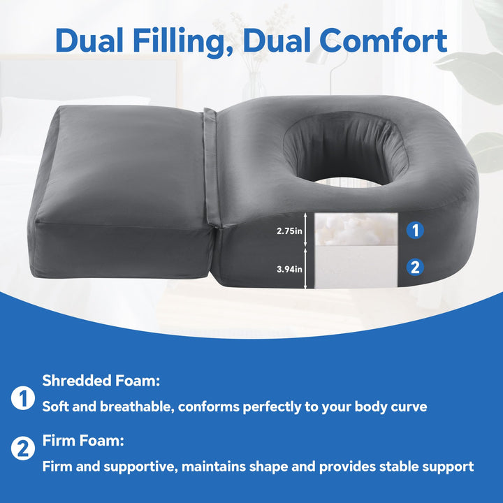 Extra Long Support Pillow with Mixed Filling for Seating and Sleeping | Extra Long Coverage for Your Back | Seat Cushions