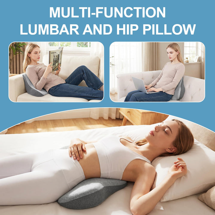 Elevated Lower Back Pillow for Sleeping, Ergonomic Memory Foam Cushion | Elevated Lower Back and Hip Comfort | Wedge Pillows