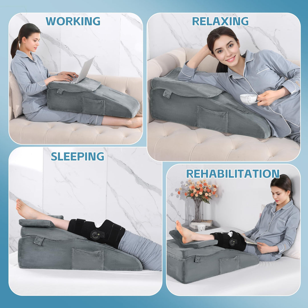 Height Adjustable Leg Elevation Wedge Pillow with Washable Cover | Choose Your Perfect Leg Height | Wedge Pillows