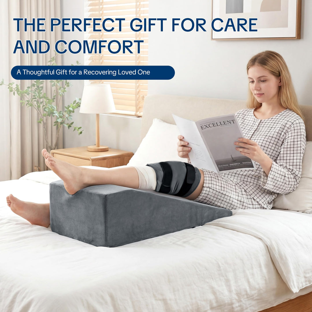 Leg Elevation Pillow with 2 Reusable Gel Packs for Hot or Cold Use | Elevated Rest with Cooling Packs | Wedge Pillows