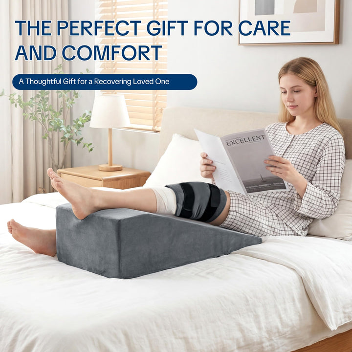 Leg Elevation Pillow with 2 Reusable Gel Packs for Hot or Cold Use | Elevated Rest with Cooling Packs | Wedge Pillows