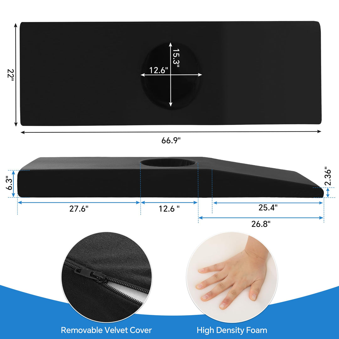 High-Density Foam Bed Cushion with Cut-Out Hole and Removable Cover | Cut-Out Foam Cushion for Resting | Seat Cushions