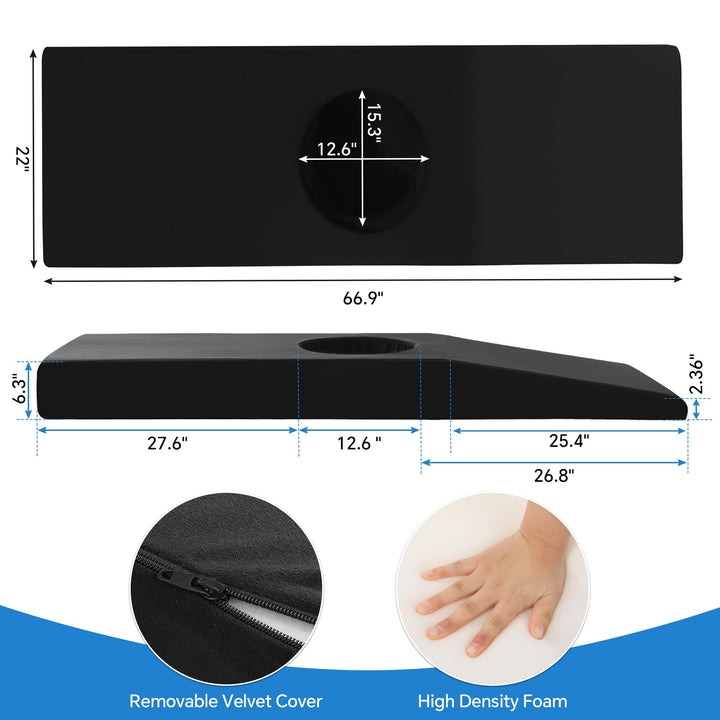 High-Density Foam Bed Cushion with Cut-Out Hole and Removable Cover | Cut-Out Foam Cushion for Resting | Seat Cushions
