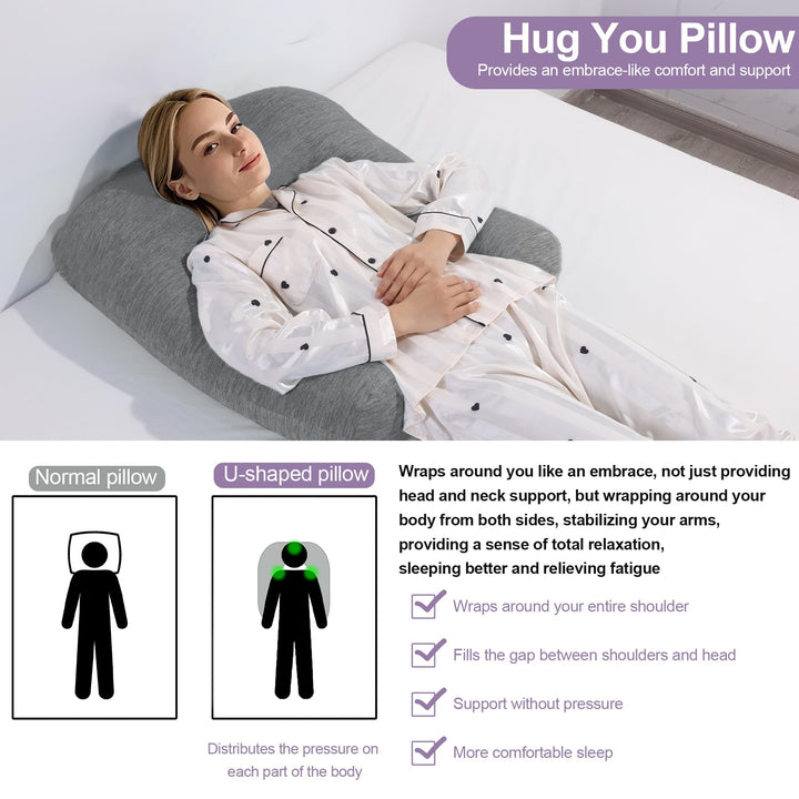 Cooling U-Shaped Body Pillow for Neck and Shoulder Support | Cool U-Shape Support All Night | Body Pillows