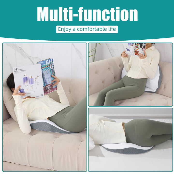 Memory Foam Wedge Lumbar Support Pillow for Bed with Removable Cover | Wedge Lift for Your Lower Back | Wedge Pillows