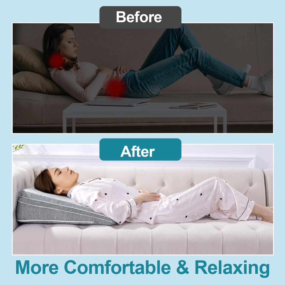 Adjustable Memory Foam Bed Wedge Pillow for Back Support and Leg Elevation | Raise Your Back or Legs Gently | Wedge Pillows