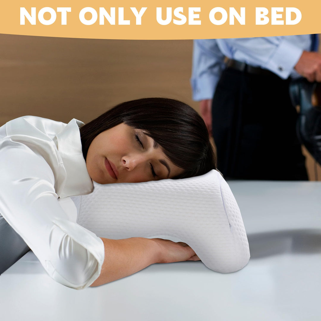 Ergonomic Air Layer Memory Foam Face and Neck Pillow | Breathable Face and Neck Contour | Bed Pillows
