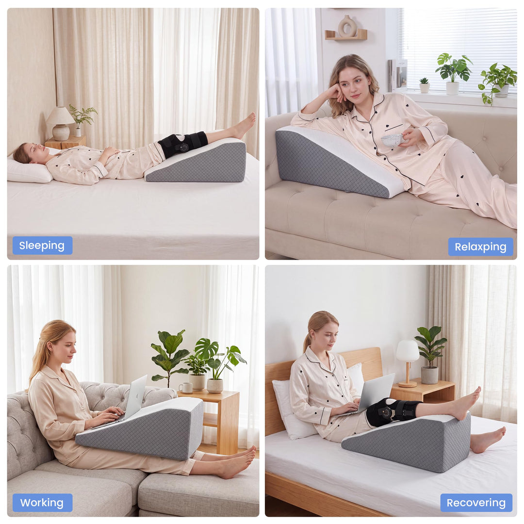 Contoured Leg Elevation Pillow for Comfortable Rest After a Long Day | Cradle-Shaped Leg Comfort | Wedge Pillows