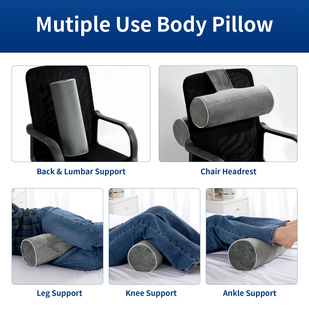 Cylindrical Body Pillow for Side and Back Sleepers, Bolster Support | Long Bolster for Side and Back Sleepers | Body Pillows