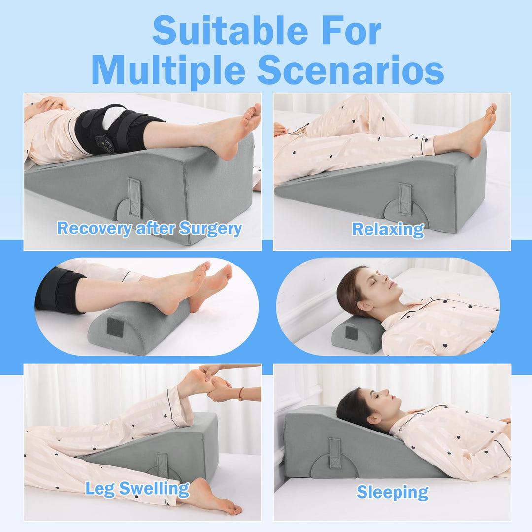 Contoured Knee and Leg Support Pillow in Single or Full Size | Stepped Support for Resting Legs | Wedge Pillows