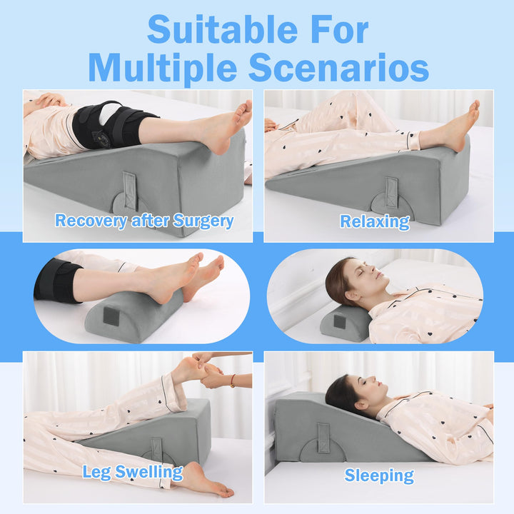 Contoured Knee and Leg Support Pillow in Single or Full Size | Stepped Support for Resting Legs | Wedge Pillows