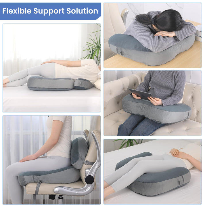 Adjustable Cushion with Lumbar Support for Sitting, Sleeping and Driving | Seat and Lumbar Support Together | Seat Cushions