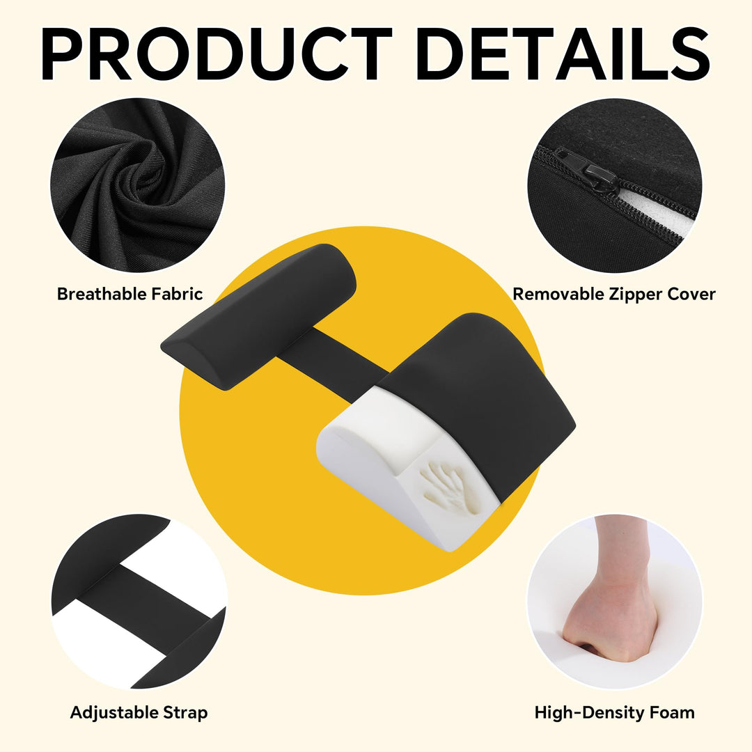 Adjustable Support Pillow Set with Strap, Lumbar Cushion and Leg Wedge | Two-Piece Set with Strap, Custom Fit | Wedge Pillows