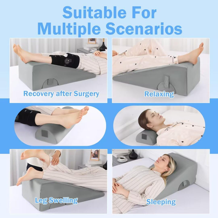 Contoured Knee and Leg Support Pillow in Single or Full Size | Stepped Support for Resting Legs | Wedge Pillows