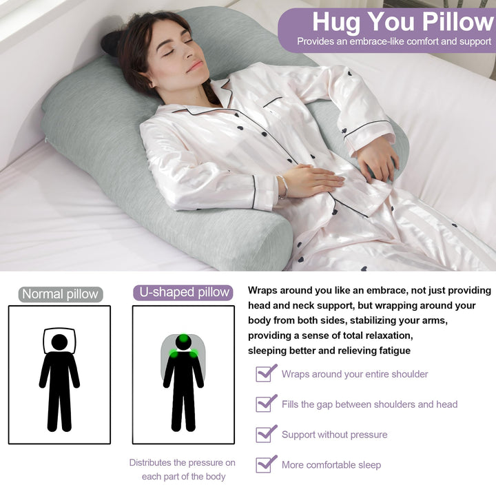 Cooling U-Shaped Body Pillow for Neck and Shoulder Support | Cool U-Shape Support All Night | Body Pillows