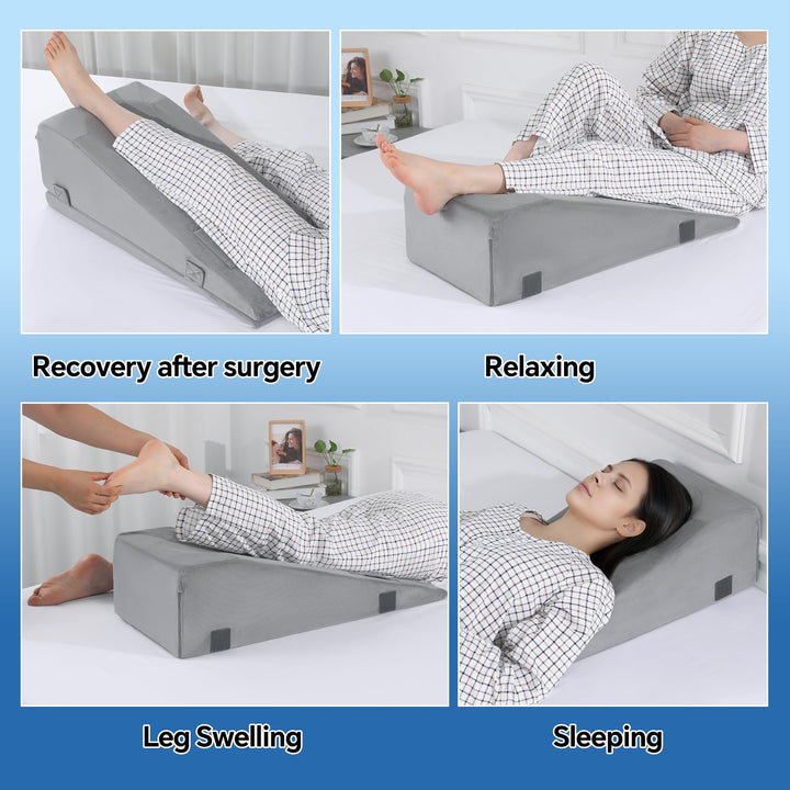 2-in-1 Adjustable Leg Elevation Wedge Pillow with Leg Lifter | Two Ways to Rest Your Legs | Wedge Pillows