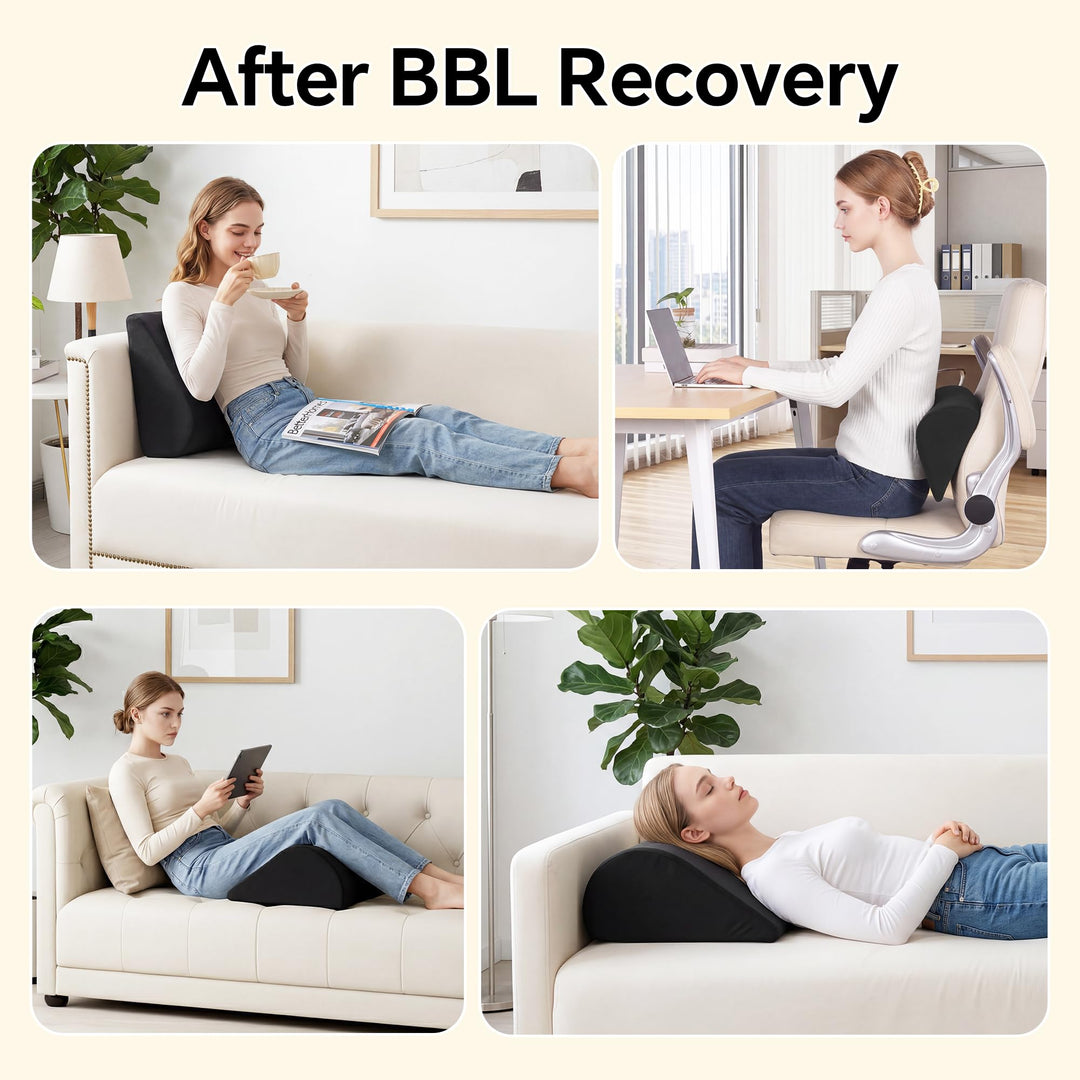 Adjustable Support Pillow Set with Strap, Lumbar Cushion and Leg Wedge | Two-Piece Set with Strap, Custom Fit | Wedge Pillows