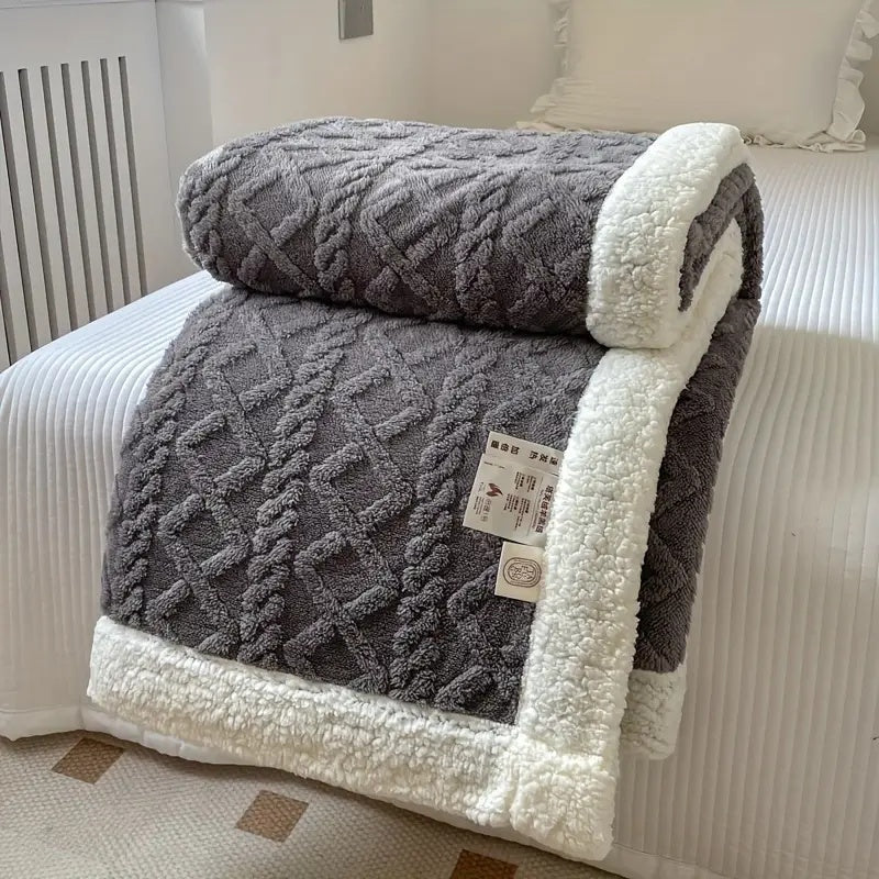 Snuggle Reversible Sherpa Fleece Blanket with Tufted Pile | Brushed Sherpa Fleece on Both Sides | Throw Blankets
