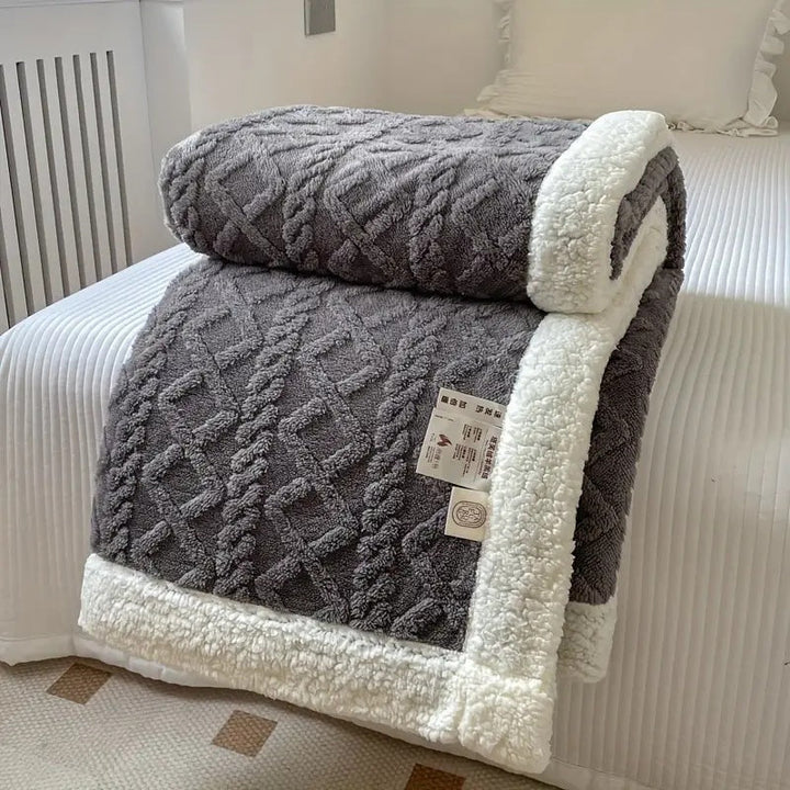 Snuggle Reversible Sherpa Fleece Blanket with Tufted Pile | Brushed Sherpa Fleece on Both Sides | Throw Blankets