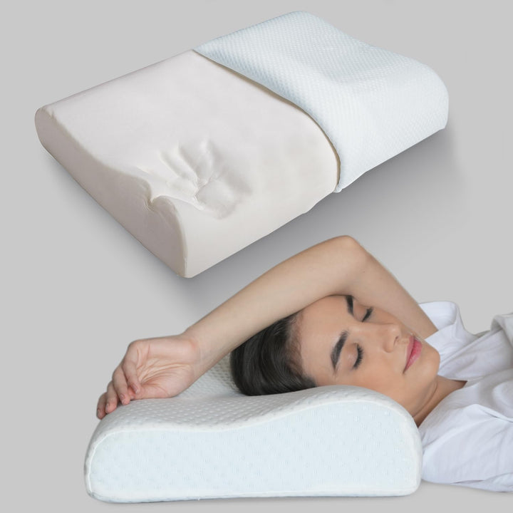 Dual Height Slow Rebound Memory Foam Pillow with Washable Cover | Pick the Height That Feels Right | Bed Pillows