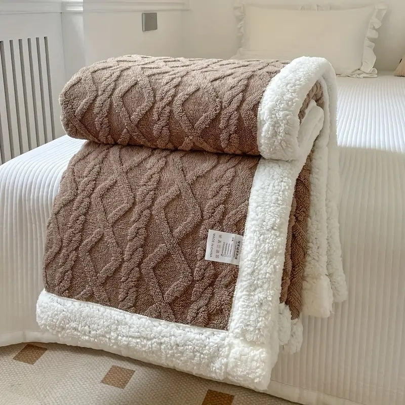 Snuggle Reversible Sherpa Fleece Blanket with Tufted Pile | Brushed Sherpa Fleece on Both Sides | Throw Blankets