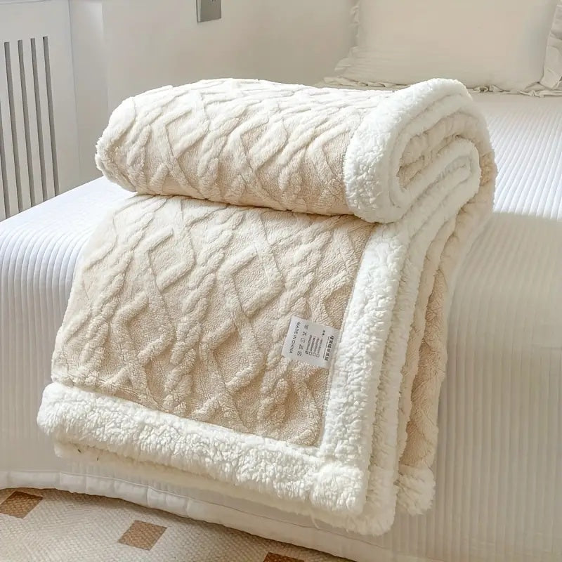 Snuggle Reversible Sherpa Fleece Blanket with Tufted Pile | Brushed Sherpa Fleece on Both Sides | Throw Blankets